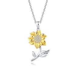 925 sterling silver sunflower pendant necklaces for women girls