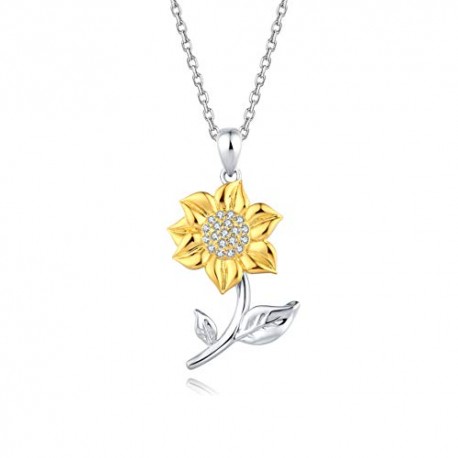 925 sterling silver sunflower pendant necklaces for women girls