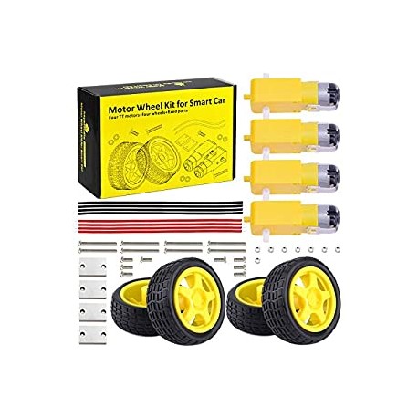 DC Motor Wheel Parts Kit for Arduino Robot Smart Car, 4 x TT Motor 3-6V Uniaxial DC Gear Motors