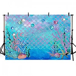 7x5ft Under The Sea Blue Photography Backdrop Ocean Mermaid