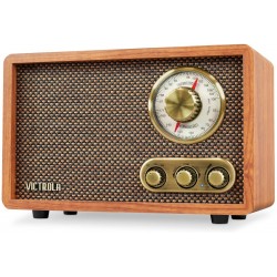 Victrola Retro Wood Bluetooth FM/AM Radio with Rotary Dial, Walnut