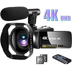 4K Camcorder with Microphone Vlogging Camera YouTube Camera Recorder Ultra HD 30MP 3.0" IPS Touch Screen