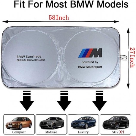 CCBaseball Car Windshield Sun Shade for BMW, Blocks UV Rays Foldable Sun Visor Protector for Most BMW