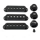 Guitar 3 Single Coil Pickup Cover 2 Tone Knobs 1 Volume Knobs Switch tip,Black