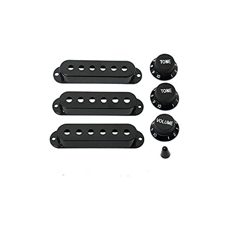 Guitar 3 Single Coil Pickup Cover 2 Tone Knobs 1 Volume Knobs Switch tip,Black