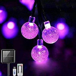 Solar String Lights Globe- Two-Way Charging (Solar & USB Charge) Crystal Balls Waterproof Fairy Lights 26ft With Remote Control