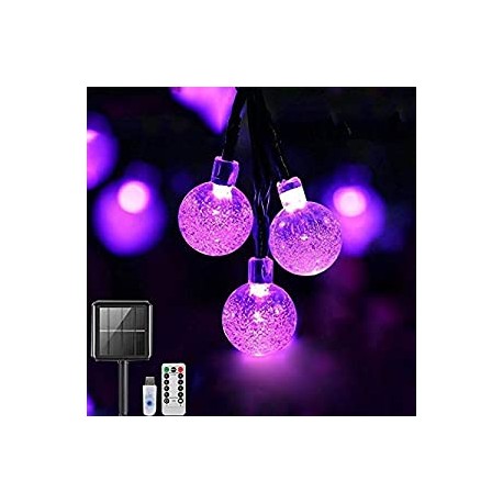 Solar String Lights Globe- Two-Way Charging (Solar & USB Charge) Crystal Balls Waterproof Fairy Lights 26ft With Remote Control