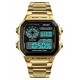 Stainless Steel LED Digital Alarm Chronograph Waterproof Multifunction Men Quartz Watch