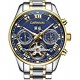 Multifunction Sapphire Gold Stainless Steel Waterproof Blue Dial Watch
