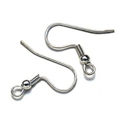 Silver Plated Earring Hooks Wth Ball & Coil (X100)
