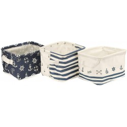 Orino Waterproof Nursery Nautical Fabric Small Storage Set of 3