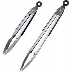 Premium Set of 12-inch and 9-inch Stainless-Steel Locking Kitchen Tongs