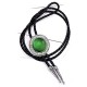 Round Green Emerald Color Stone Bolo Tie Silver Tone