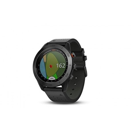 Garmin Approach S60 Premium GPS golf watch with black leather band