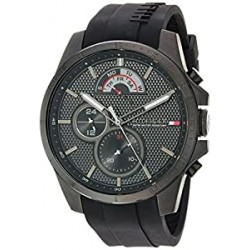 Men's Cool Sport Quartz Watch with Silicone Strap, Black, 22