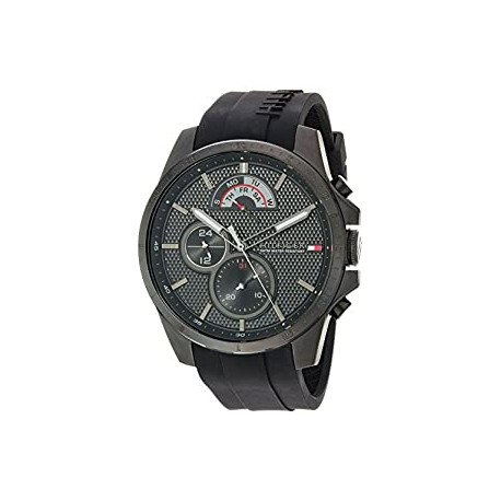 Men's Cool Sport Quartz Watch with Silicone Strap, Black, 22