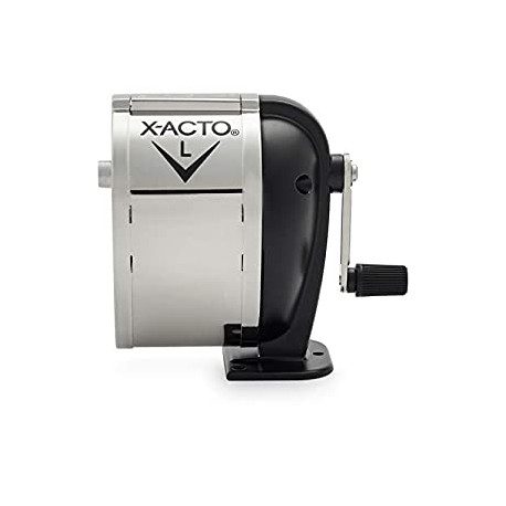 table- or wall-mount pencil sharpener, chrome receptacle, black base, 1 Unit