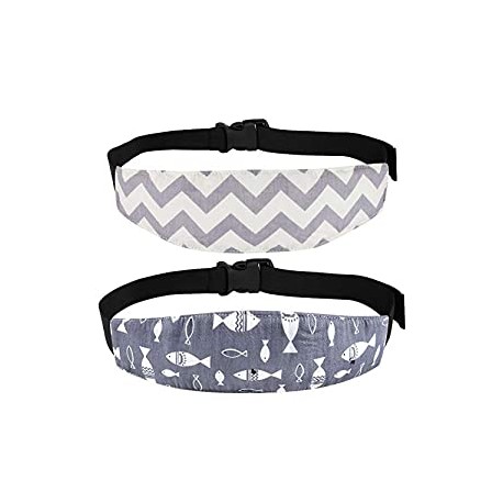 2 Pack for Carseats Stroller Headrest Sleeping Neck Relief Head Strap for Toddler Child Kids Infant(Grey)