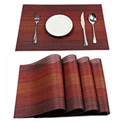 Set of 6 for Dining Table Washable Woven Vinyl Placemat
