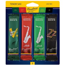 Tenor Sax Jazz Reed Mix Card includes 1 each ZZ, V16, JAVA and JAVA Red Strength 3