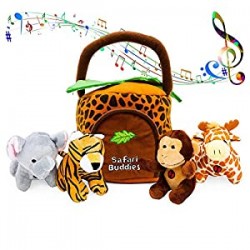 Gift for 1 Year Old Educational Plush Toy Talking Animal Set (5 Pcs - Plays Real Sounds)