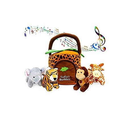 Gift for 1 Year Old Educational Plush Toy Talking Animal Set (5 Pcs - Plays Real Sounds)