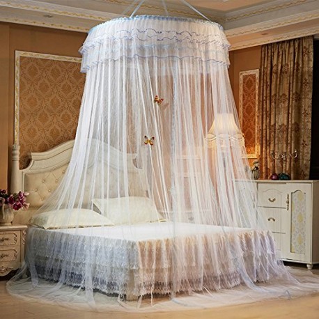 Luxury Princess Pastoral Lace Bed Canopy Net Crib Luminous Butterfly