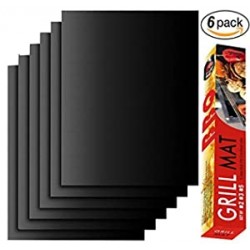 Grill Mat Set of 6-100% Non-Stick BBQ Grill Mats