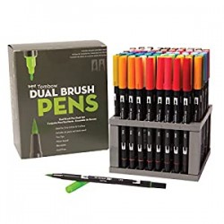 Dual Brush Pen Art Markers, 96 Color Set with Desk Stand