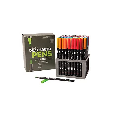 Dual Brush Pen Art Markers, 96 Color Set with Desk Stand