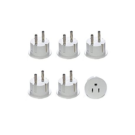 merican USA to European Schuko Germany Plug Adapters CE Certified Heavy Duty - 6 Pack