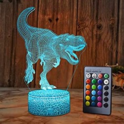 Dinosaur 3D Illusion Lamp for Boy Dinosaur Lamp 16 Colors with Remote Control