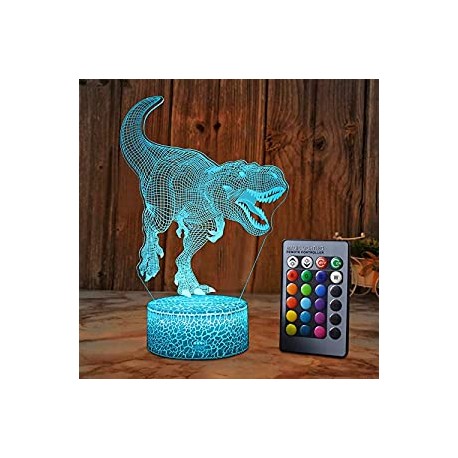 Dinosaur 3D Illusion Lamp for Boy Dinosaur Lamp 16 Colors with Remote Control