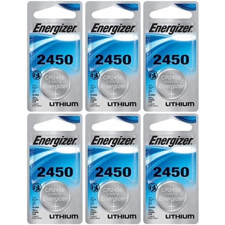Energizer CR2450 Lithium Battery, 3v ECR2450, Qty 6