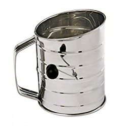 3-Cup Stainless Steel Rotary Hand Crank Flour Sifter with 2 Wire Agitator
