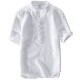 Men's Vintage Round Collar Chinese Style Henley Shirts Short Sleeve Tops