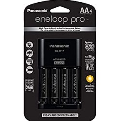 Charger Pack with 4 AA eneloop pro High Capacity Ni-MH Rechargeable Batteries,Black,4-Pack