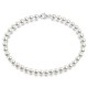 Sterling Silver Round White Simulated Shell Pearl Necklace Strand