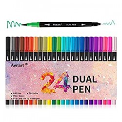 Dual Tip Art Marker Pens Fine Point Journal Pens (24 Colors)