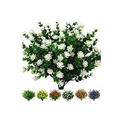 6 Bundles Outdoor Artificial Flowers UV Resistant Fake Boxwood Plants