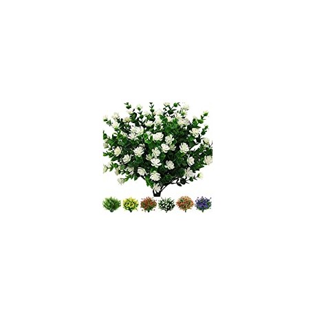 6 Bundles Outdoor Artificial Flowers UV Resistant Fake Boxwood Plants