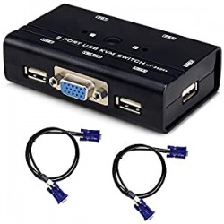 USB VGA KVM Switch with Cables, 2 Ports Selector Switcher