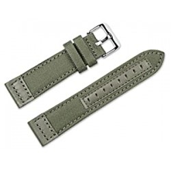 Watch Band - Nylon Canvas with Leather Trim - Olive - 22mm
