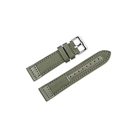 Watch Band - Nylon Canvas with Leather Trim - Olive - 22mm