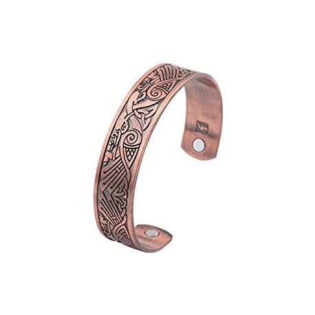 Raven Irish Knotwork Birds Magnetic Health Cuff Bracelet Men Women Jewelry