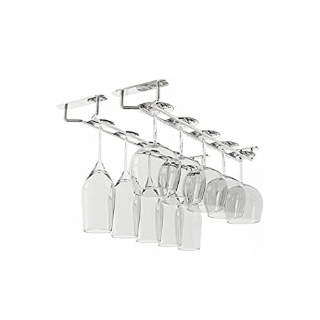 Wine Glass Holder Under Cabinet Organizer for Kitchen Organization and Storage Chrome Finish 17 Inch Set of 2