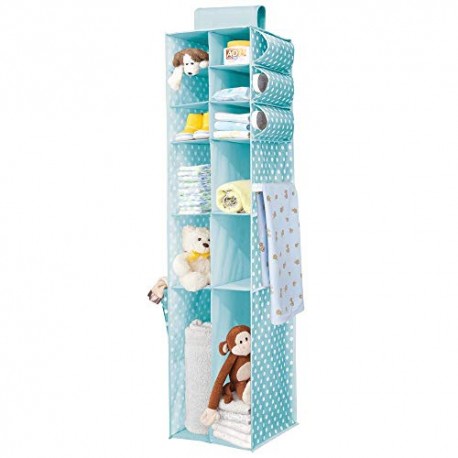 Long Soft Fabric Over Closet Rod Hanging Storage Organizer with 12 Divided Shelves
