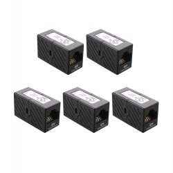 5-Pack Ethernet Coupler (RJ45 Coupler) in Black