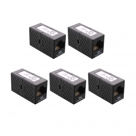 5-Pack Ethernet Coupler (RJ45 Coupler) in Black