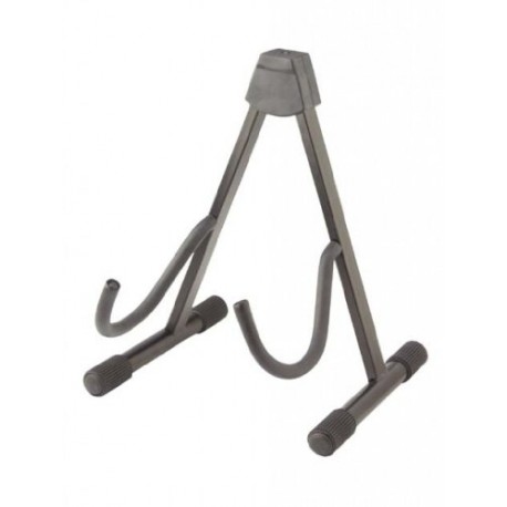 Foldable A Stand for Acoustic, Electric, Bass Guitar with Two Cradling Hooks & Back Rest - Black